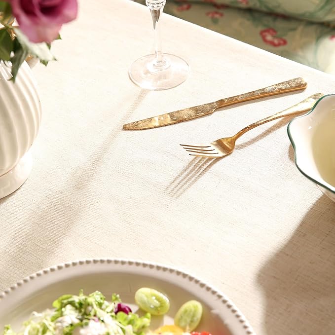 patdrea Designer Vintage Linen Rectangle Table Cloth,Floral Leaves Pattern Anti-Wrinkle Green Tablecloth,Decor Table Cover for Kitchen Dining Christmas,Party,Thanksgiving,63"x87"-Cecilia D