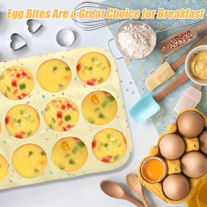 Palksky Silicone Molds, 12-Cavity Muffin Pan for Baking, Silicone Molds for Tarts, Egg Bites, Nonstick Baking Mold