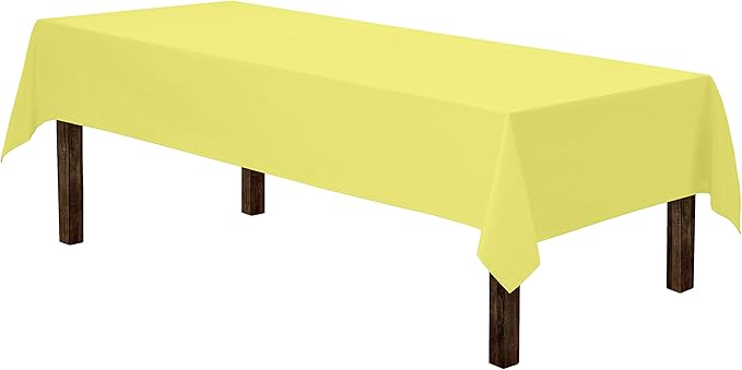 Gee Di Moda Rectangle Tablecloth - 60 x 126 Inch Yellow Table Cloth for 8 Foot Rectangle Table - Heavy Duty Washable Fabric - for 8 Ft Buffet Table, Holiday Party, Dinner, Wedding & Baby Shower