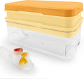 Satax Silicone & Plastic Ice Cube Trays with Lids and Bin - Durable, BPA-Free, Easy Release, Perfect for Cocktails, Coffee & More (2, yellow)