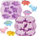2-Pack Silicone Dinosaur Molds with Lids, Purple Dinosaur Silicone Molds for Chocolate, Baking & Crafting, Multi-Purpose Jello Molds for Kids, Candy, Ice Cubes, Crayons