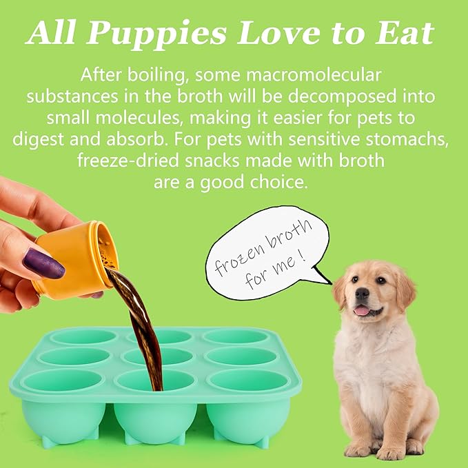 9Cavities Silicone Dog Treat Mold for Woof Pupsicle & Power Chewer Pupsicle, Frozen Dog Treat Molds for Making Refill Treats, Reusable Treat Tray for The Pupsicle Toy 25-75lbs (Extra Large)