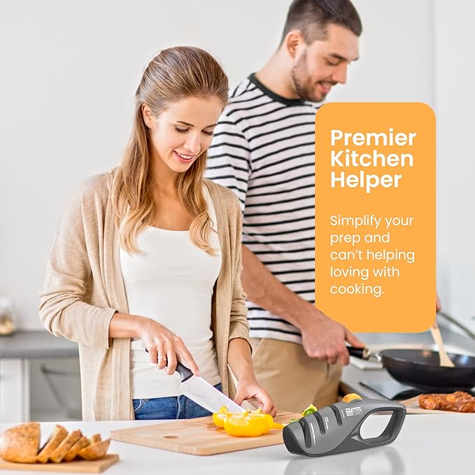 5 Angle Adjusted Knife Sharpener with Self-adapted Fine Slot Kitchen Knife Sharpener Premium Handheld Blade Sharpener Works for Most Kitchen Chefs & Serrated & Bread Knives, Scissors 1