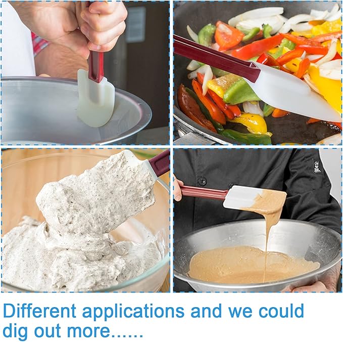 High Heat Resistant Silicone Scraper Spoon Commercial Spatula for Cooking, Rubber Spatula Set of 2, (16.5'')