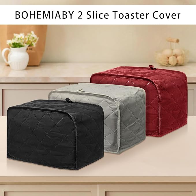Toaster Cover 2 Slice, Bread Dust Cover & Fingerprint Protection-Polyester & Cotton, Kitchen Small Appliance(Grey)