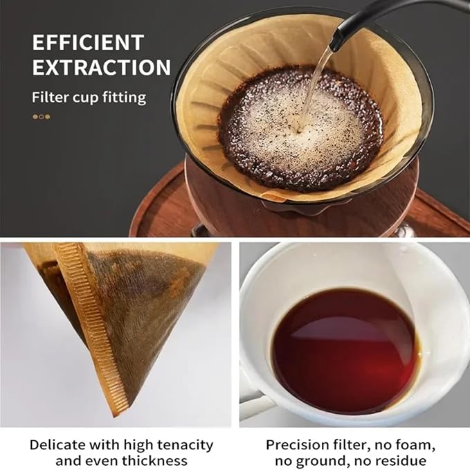 Coffee Filter, Size 02 Cone Coffee Filters Disposable, 100 Count Unbleached Natural Paper Filters 2-4 Cup, 2 Cone For V60 For Pour Over Droppers and Drip Coffee Maker (Brown)