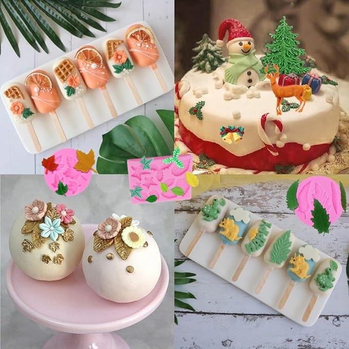 Leaf Silicone Mold Maple Leaf Candy Molds Fern Leaves Fondant Molds for Cake Decoration Polymer Clay