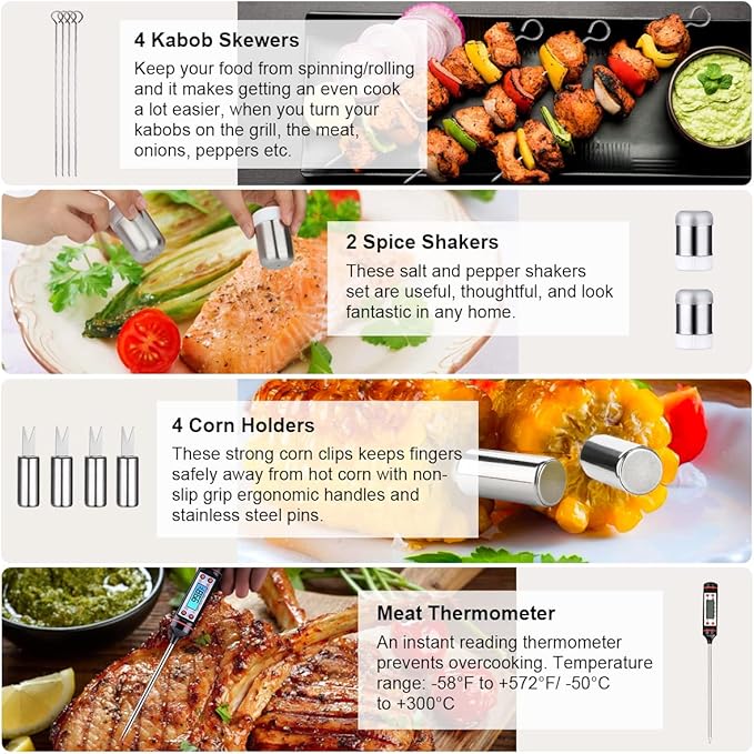 39PCS Griddle Accessorie Kits, Outdoor Grilling Tools for Blackstone and Camp Chef, Stainless Steel BBQ Accessorie Grill Spatula Set With Basting Cover Chopper, Scraper, Bottle, Tongs, Egg Mold