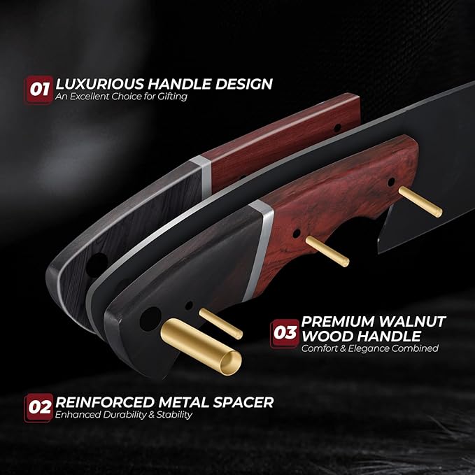 Japanese Chef Knife 8 Inch - Kitchen Knife Forged from a Single Piece of High Carbon ATS-34 Steel, Full-Tang Cooking Knife with Walnut Handle for Meat and Vegetables, Ideal Gift