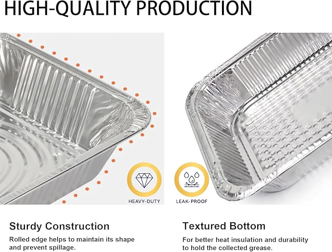 Aluminum Baking Pan Half-Size, 9x13 Inches, Heavy-Duty Disposable Aluminum Foil Pan, Deep Baking Pan Suitable for Cake Baking, Cooking, Roasting, Heating, and Steaming Meal Tray (10 PACK)