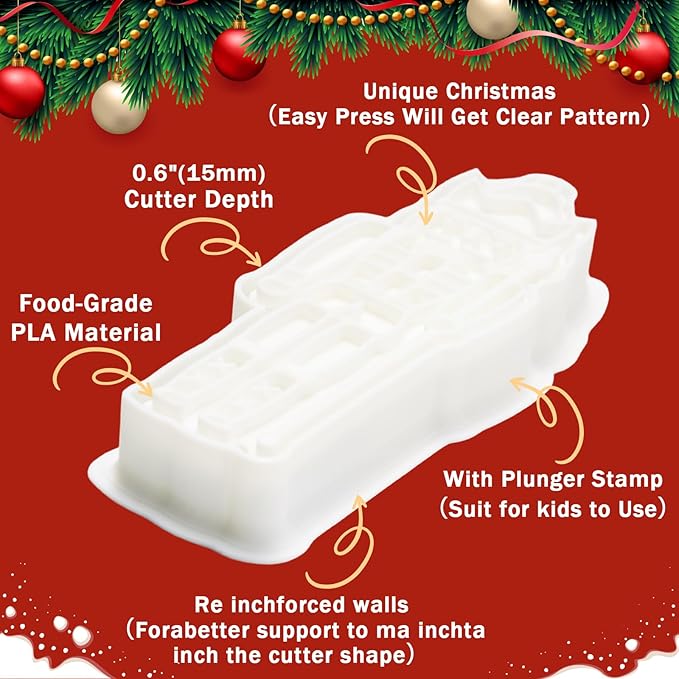 Flycalf Nutcracker Cookie Cutters Set of 3 Christmas with 3D Stamper Holiday Baking Accessories Cutter Molds Gifts for Kids Decorative Party 3.5" Kitchen Cake Supplies