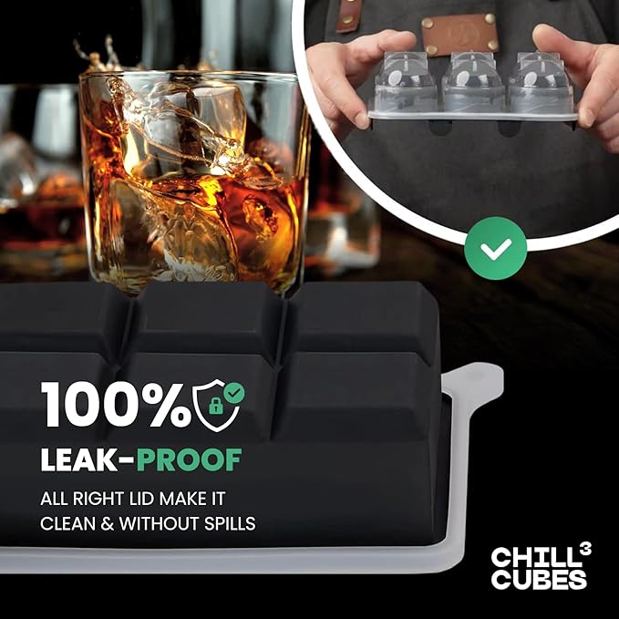 Large Ice Cube Trays Combo - Set of 2, Silicone Ice Ball Maker & Ice Cube Trays with Lids for Chilly Drinks, Perfect for Whiskey, Cocktails - BPA-Free