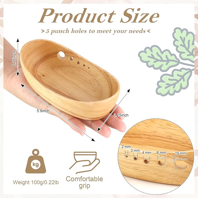 Wooden Herb Stripper Bowl Handmade Herb Stripper Tool with 5 Different Hole Sizes Efficient Herb Peeling Cup Herb Leaf Peeler for Separating Leaves Kale Broccoli Thyme Basil Rosemary
