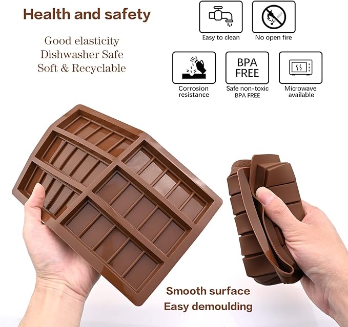Wax Melt Molds Silicone,Rectangle Silicone Wax Melt Chocolate Bar Mold For Wickless Wax Melt Candles Chocolate Bakeware Molds