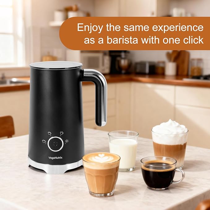 Milk Frother, Electric Milk Frother and Steamer 400W, Automatic Warm and Cold Foam Maker and Milk Warmer 4 in 1 with 2 Whisk for Latte, Cappuccino, Macchiato, Hot Chocolate Coffee