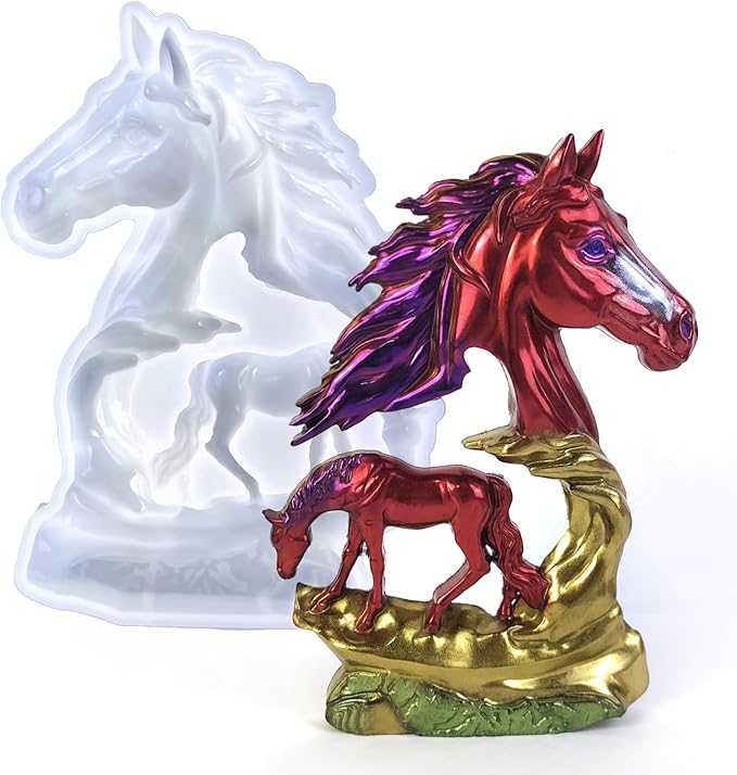 3D Horse and Wolf Silicone Resin Mold, Wall Art Decoration Casting Mold, Tabletop Ornament DIY Craft