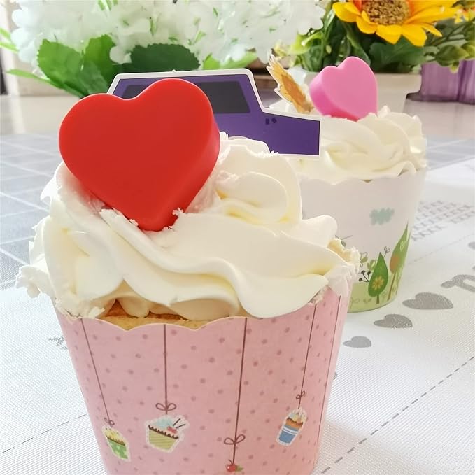 Heart Flower Blossom Molds Silicone for Chocolate Candy Gummy Cream Cheese Mints, Small Wax Melt Molds Flower Baking Molds Ice Cube Tray