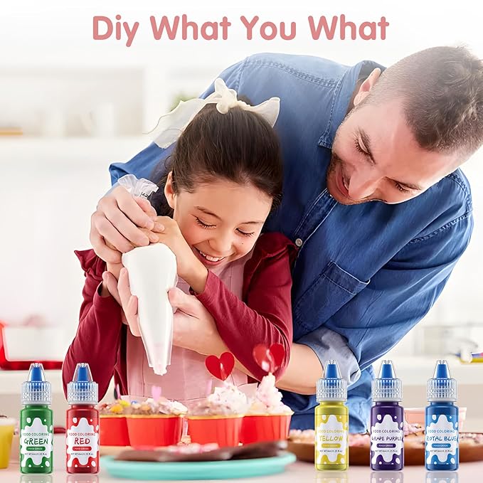Food Coloring Liquid - 5 Food Grade Vibrant Colors Food Coloring Liquid Set, Food Dye Color for Baking, Icing, Cookie, Cake Decorating, Easter Egg, DIY Making Supplies Kit (0.25 Fl Oz (Pack of 5))