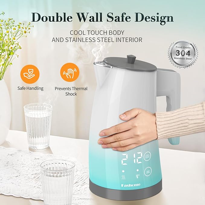 Electric Kettle with 5-Temperature Control,1.25L Cordless,Penguin Shape Design,1200W with Keep Warm and Auto Shut-Off,Perfect for Tea,Coffee & Kitchen(Blue Gradient)