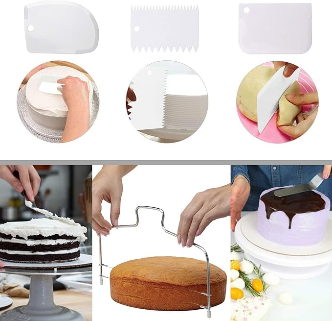 Cake Decorating Turntable,Cake Decorating Supplies with Decorating Comb/Icing Smoother(3pcs),2 Icing Spatula with Sided & Angled …