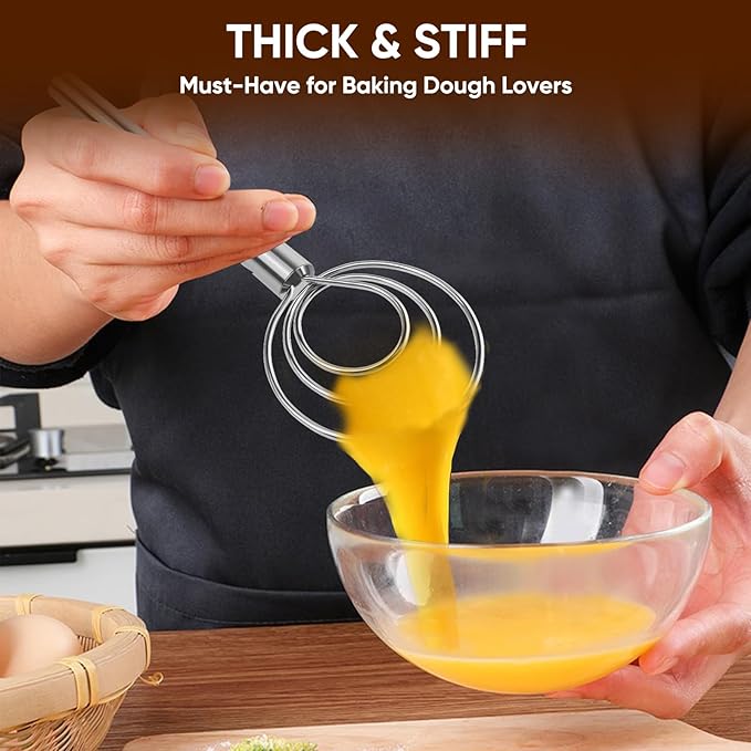 Maxjoy Danish Dough Whisk Stainless Steel Hook Dutch Style Bread Mixer for Sourdough Making Tool