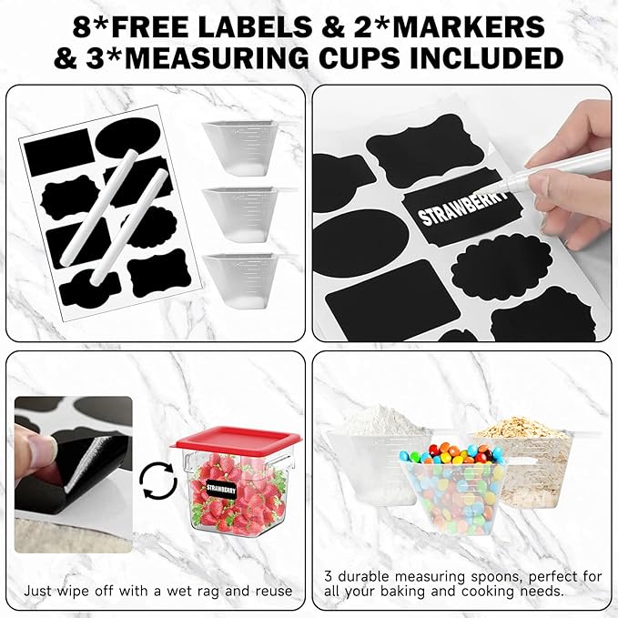 6QT NSF Food Storage Containers: 8 PCS [Food Grade][Hot&Cold Resistant] Commercial Clear Square Food Storage Containers with Scales Handles for Home Restaurant Kitchen Proof Dough (Green)