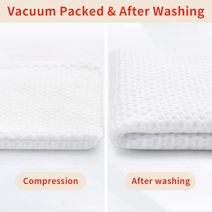 Homaxy 100% Cotton Waffle Weave Kitchen Dish Cloths, Ultra Soft Absorbent Quick Drying Dish Towels, 12 x 12 Inches, 24-Pack, White