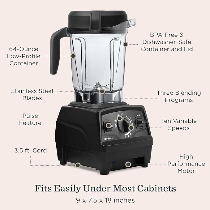 Vitamix Explorian with Programs, Three Blending Programs, Professional-Grade Blender for Smoothies and More, Self-Cleaning Kitchen Appliance, 64 Oz Container, Slate (Renewed Premium)