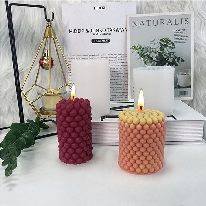 Long Bubble Pillar Silicone Candle Mold Silicone Soap Mold Fondant Chocolate Cake Candy Mould Epoxy Resin Casting Mold DIY Wax,Polymer Clay