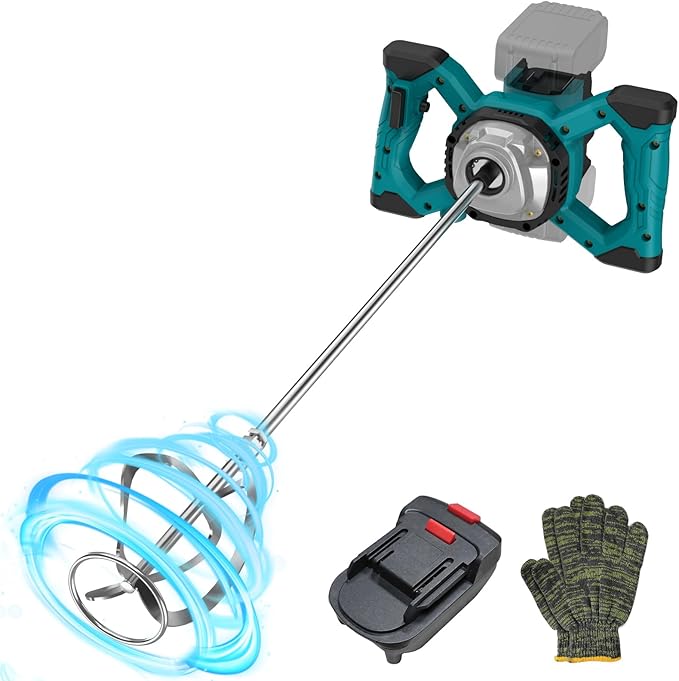 IMAYCC Cordless Cement Mixer, Portable Concrete Mixer,21V 6 Speed Mixing Drill, 1000W Drill Mixer for mud,Motar,Paint, Grout, Plaster,Thinset etc.