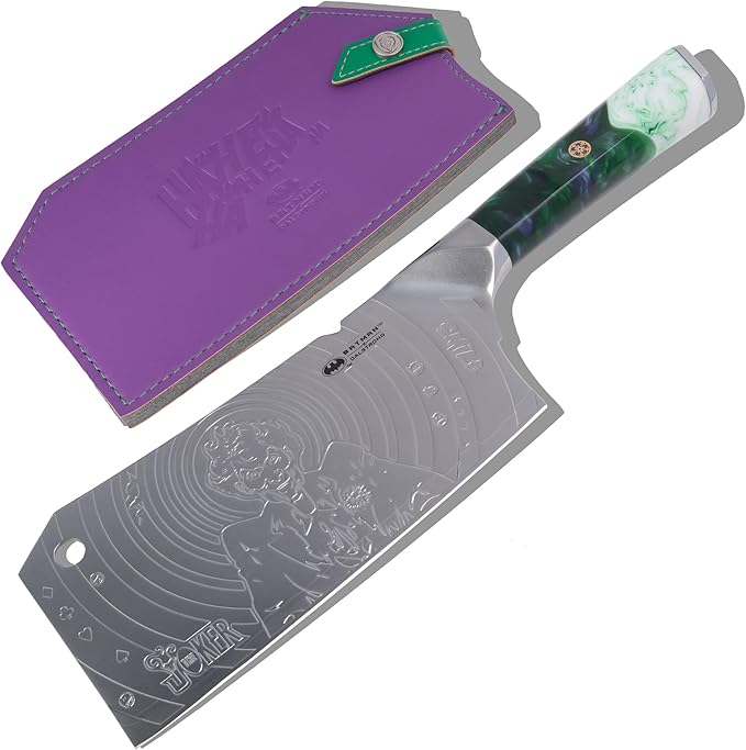 Dalstrong Professional Cleaver Knife - 7 inch - THE JOKER™ Edition Official License - 5 Layer 9CR18MOV Stainless Steel - Resin Handle - Chef's Cooking Blade - Collection Item - Knife Sheath
