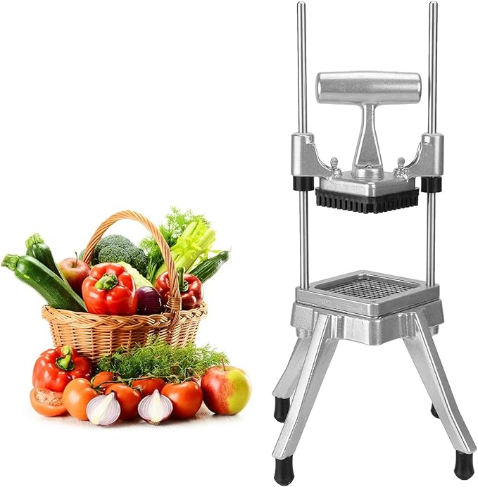 WICHEMI Commercial Chopper Vegetable Cutter Fruit Dicer Commercial Onion Chopper Professional Food Dicer Heavy Duty Stainless Steel Cutter for French Fry Tomato Potato Peppers Mushrooms (3/8")