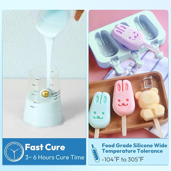 OFFNOVA Silicone Mold Making Kit 70oz Rubber 15A, 1:1 Mixing Ratio Fast Curing for Resin, Casting, Candle, Soap, DIY Crafts, Light Blue