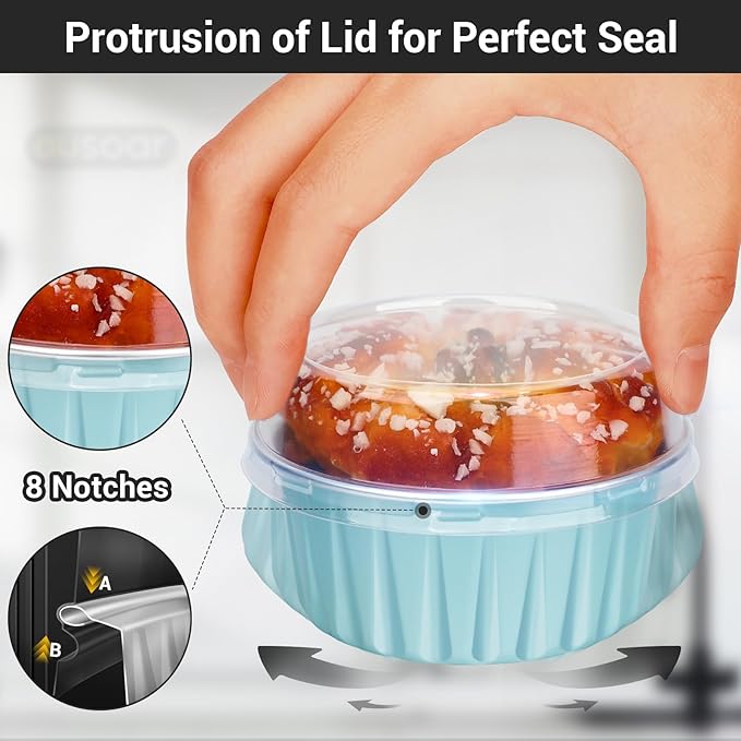 EUSOAR Aluminum Cups with Lids, 50pcs 5oz 125ml Foil Cupcake Baking Cups, Muffin Liners Cups with Lids, Disposable Foil Ramekins Pans, Aluminum Foil Cupcake Holders