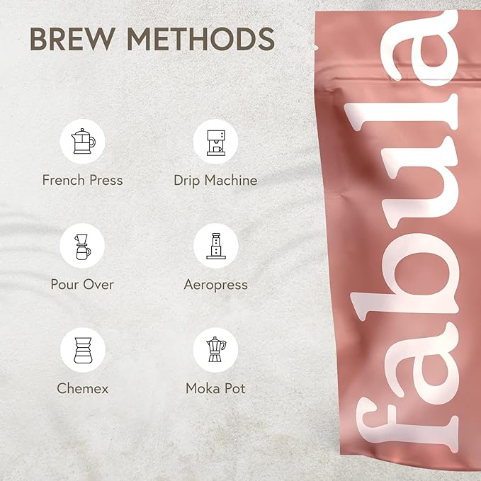 Fabula Coffee Light Roast Freshly Ground - Organic - Low Acid - Single Origin - Non-GMO - Mold Free - 12 Ounces