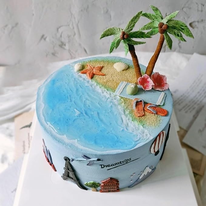 1pcs Coconut Tree Silicone Mold Starfish Shell Fondant Mold for Beach Ocean Theme Party Cake Decoration Chocolate Candy Flower Paste DIY Plaster Epoxy Polymer Clay Crafts