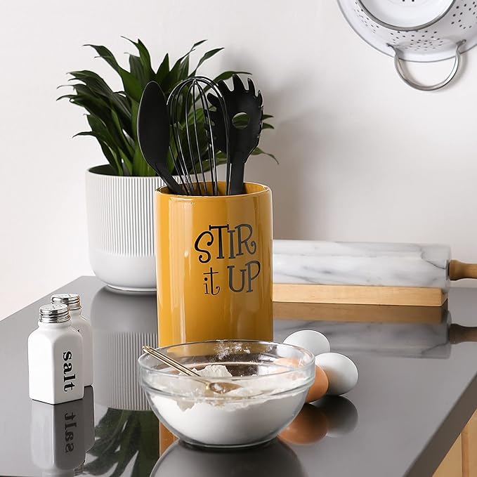 DII Kitchen Accessories Retro Collection, Ceramics, Utensil Holder, Honey