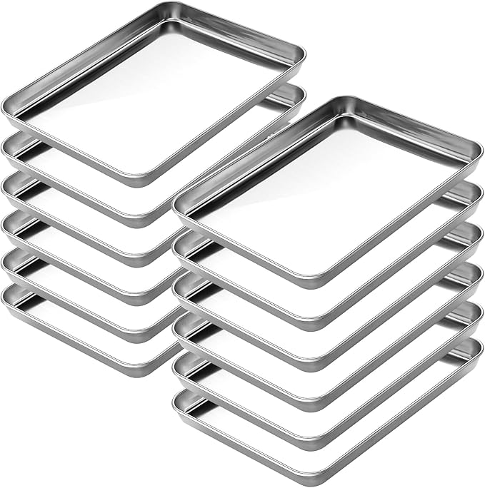 CEKEE Baking Sheet Set of 12, Stainless Steel 16 Inche Cookie Sheets for Baking, Baking Sheet Pan Toaster Oven Tray, Jelly Roll Pan, Warp Resistant & Heavy Duty, Size 16 x 12 x 1 Inches