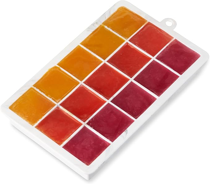 Host Ice Cube Tray with Lid, Makes 15 1.25" Cubes, Durable Silicone Trays, Perfect for Cocktails, Beverages, Mocktails, Iced Coffee, Tea, Infused Water, Kitchen Essentials, Set of 1, Marble
