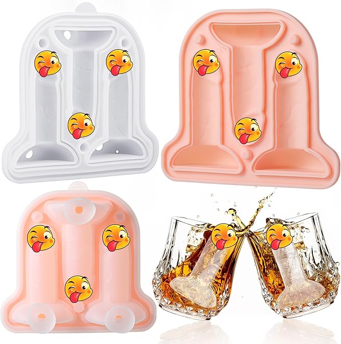 Hoolerry Ice Cube Molds Cube Trays Fun Shapes Silicone Ice Ball Maker with Lid for Whiskey Cocktails Juice Drinks Beverage Crafting Accessories White Elephant Gifting(Skin Color,Classic Style)