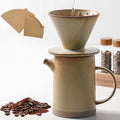 Pour Over Coffee Maker Set Vintage Ceramic Pour Over Coffee Dripper Set with 20 Count Paper Coffee Filters,for Home Café Restaurant Camping,15.8 Ounces(Yellow)