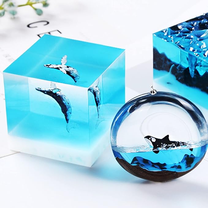 Woohome 20 PCS 3D Mini Jellyfish Mini Whale Resin Mould Filler Resin Casting Moulds Fillers, 3D Resin Filler Art Craft Supplies Epoxy Moulds for Jewelry Making Supplies, Art Resin Crafts DIY