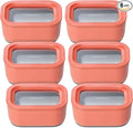 Caraway 6pc Glass Food Storage Set - 2.6 Cup Storage Containers For Food (6) - Non-Toxic Ceramic-Coated Glass - Air Release Technology - Compact & Stackable Design - Perracotta