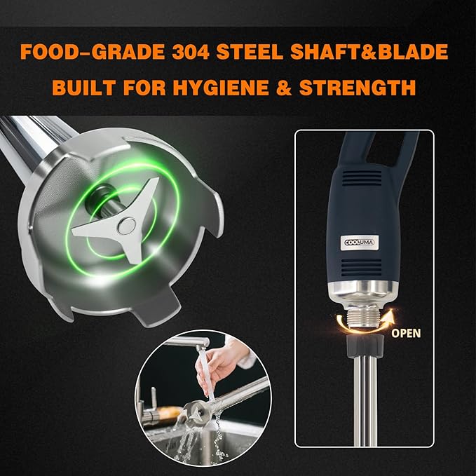 Commercial Immersion Blender, 500W Heavy Huty Hand Blender With 16 Inch Removable Shaft, 6,000-20,000 RPM Variable Speed, Industrial Hand Mixer For Pro Restaurant Kitchen.