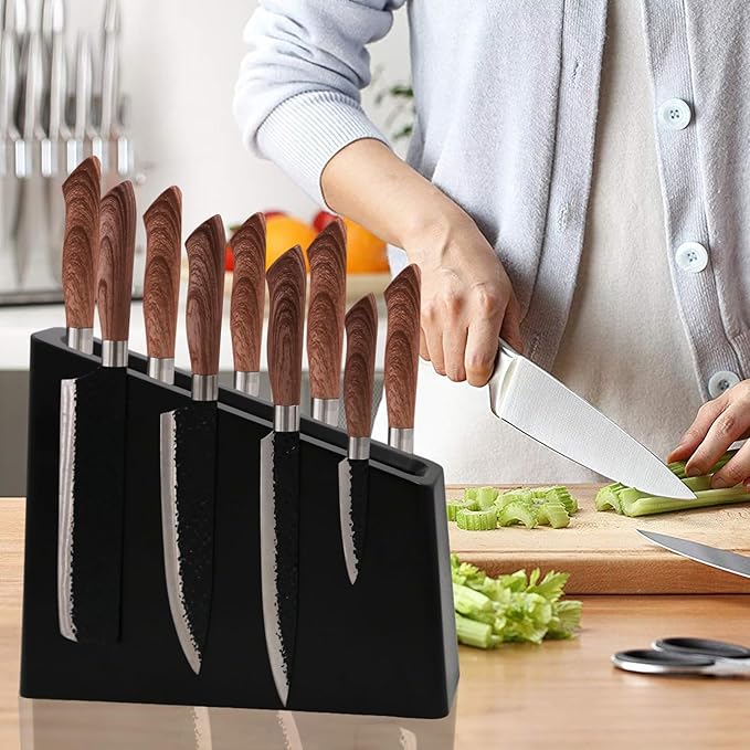 Magnetic Knife Block Black,12-16 Knives Holder with Powerful Magnets,Knife Board Knife Strip Rack with Double Side Strong Magnets
