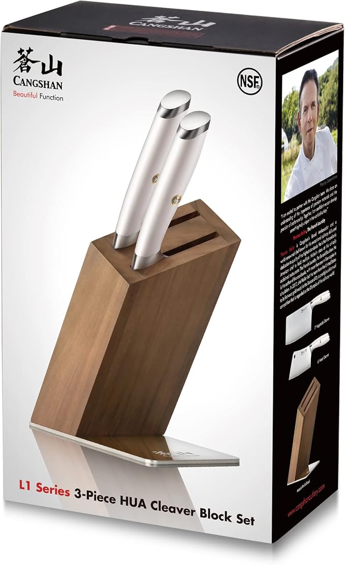 Cangshan L1 Series 3-Piece HUA Cleaver Knife Block Set, Forged German Steel, 1027518