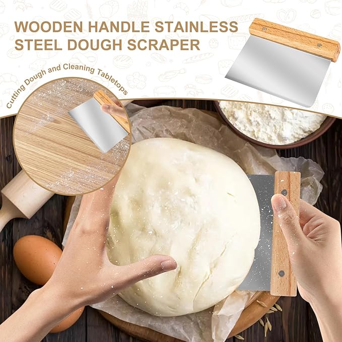 TNELTUEB Bread Proofing Basket Set, Incl 10'' Round & 9.6'' Oval Rattan Banneton, Dough Whisk, Scraper, Lame, Linen - Natural