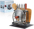 Universal Knife Block Holder, Kitchen Knife Holder Storage Organizer, Kitchen Utensils Holder, Cutting Board Rack, Pot Pan Lid Holder with Non-Slip Pad for Counter, Cabinet (Black)