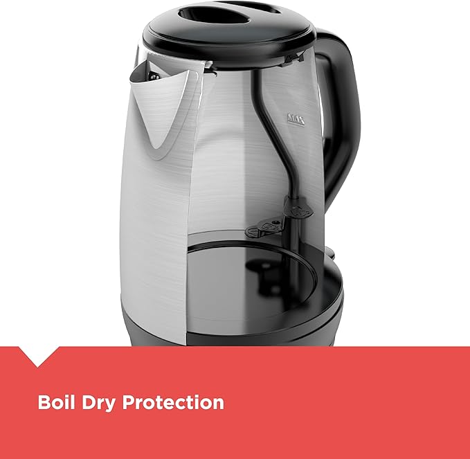 BLACK+DECKER 1.7L Cordless Electric Kettle, KE1700SD, Rapid Boil, Auto Shutoff, Stainless Steel
