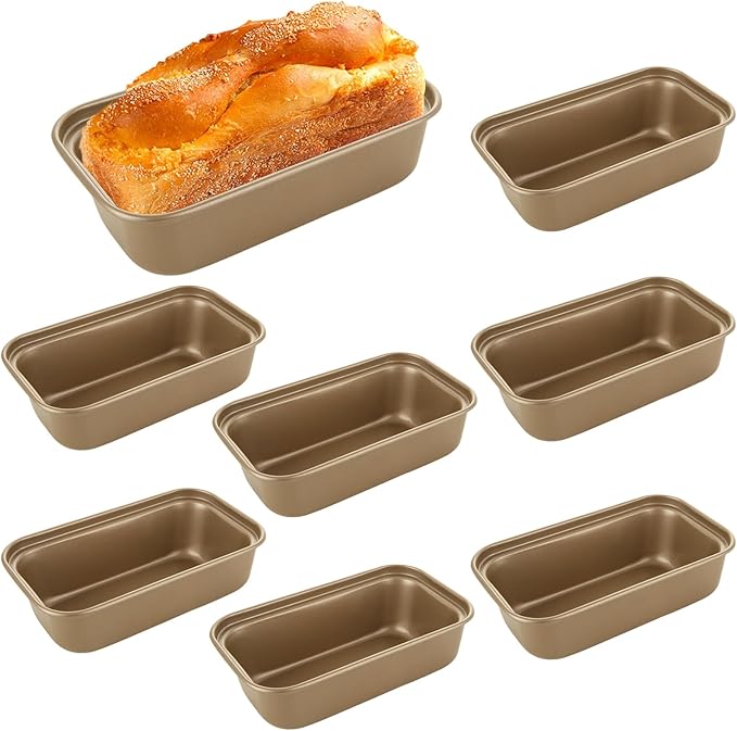 8 PCS Mini Loaf Pans Nonstick Carbon Steel Baking Bread Pan Bread Loaf Pan for Baking Loaf Tin Pan Meatloaf Baking Pan Small Bread Tins for Homemade Banana Bread, 6.1 x 3.3 inch